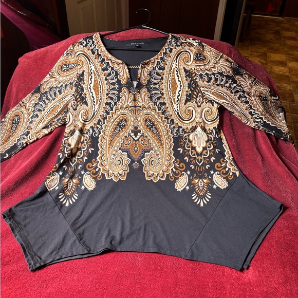 Paisley Print Blouse with 3/4 Sleeves - Picture 4 of 5